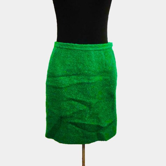 Vtg 60s 2 PC Boucle Wool Mouton Fur Skirt Suit M - Picture 11 of 12